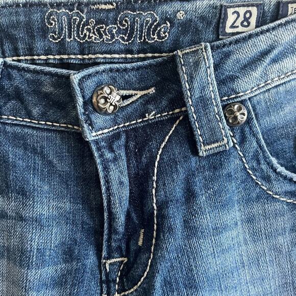 Miss Me Medium Wash Angel Wing Sparkly Skinny Jeans Size 28 Style JE533052L - Picture 7 of 14